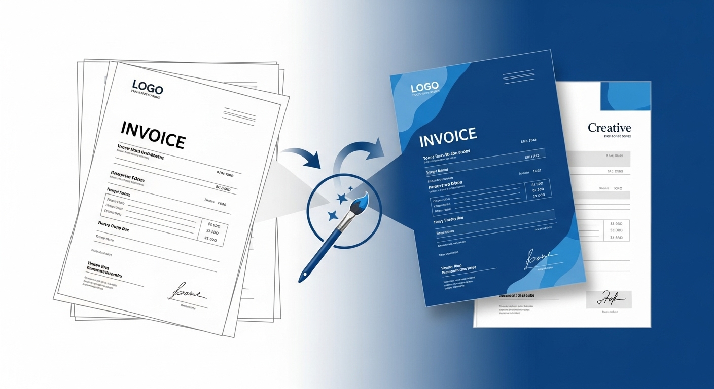 Customizing a business invoice design with unique branding and graphics