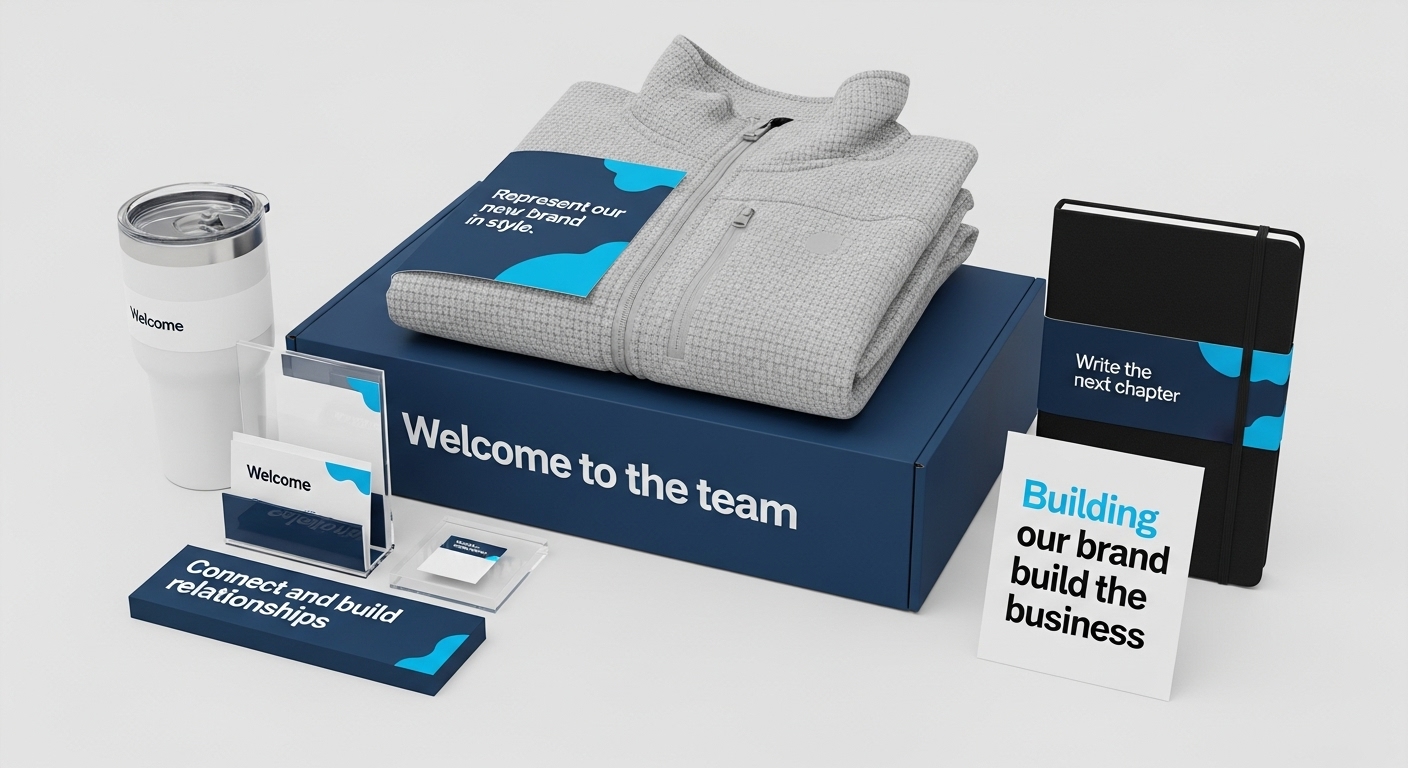 A branded new hire welcome kit